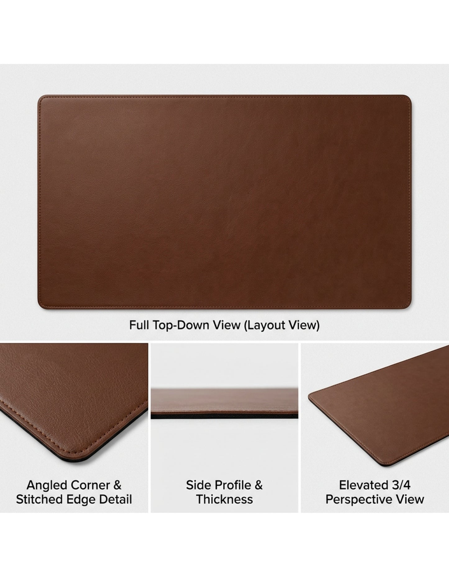 Vbrio Leather Look Desk Pad Brown 24 x 14 in