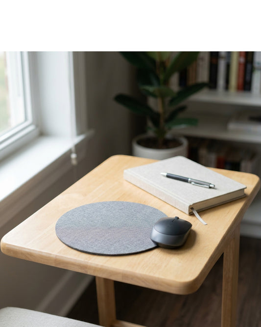 Vbrio Round Mouse Pad Gray 8 in with Rubber Base